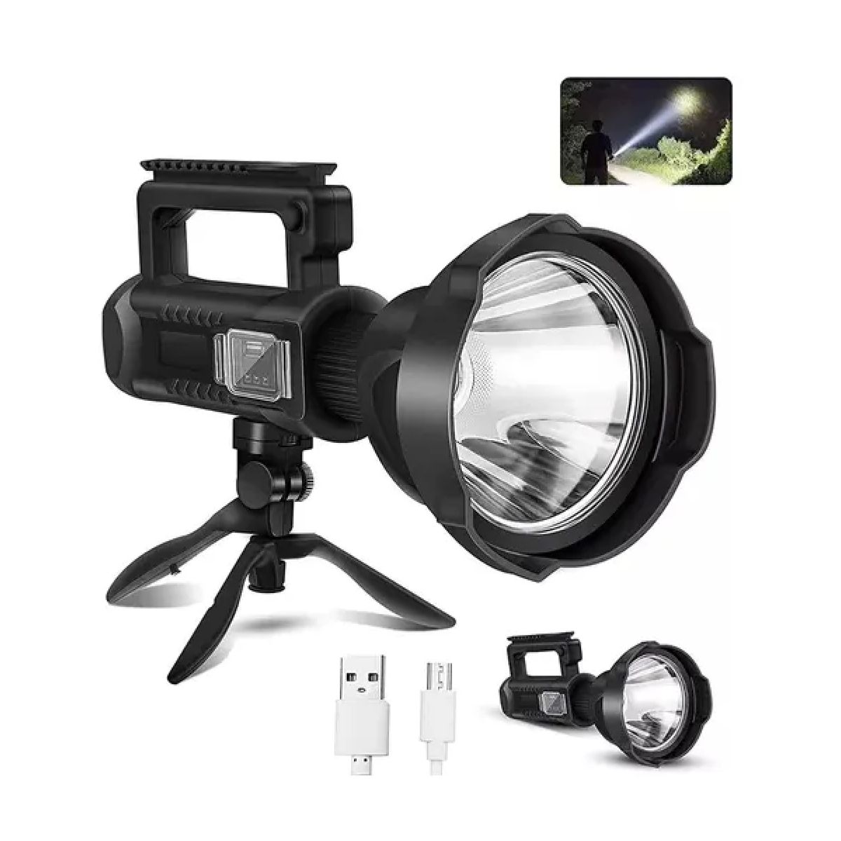 GENERICO - Portátil Foco Linterna Camping Led Largo Alcance+usb+tripode