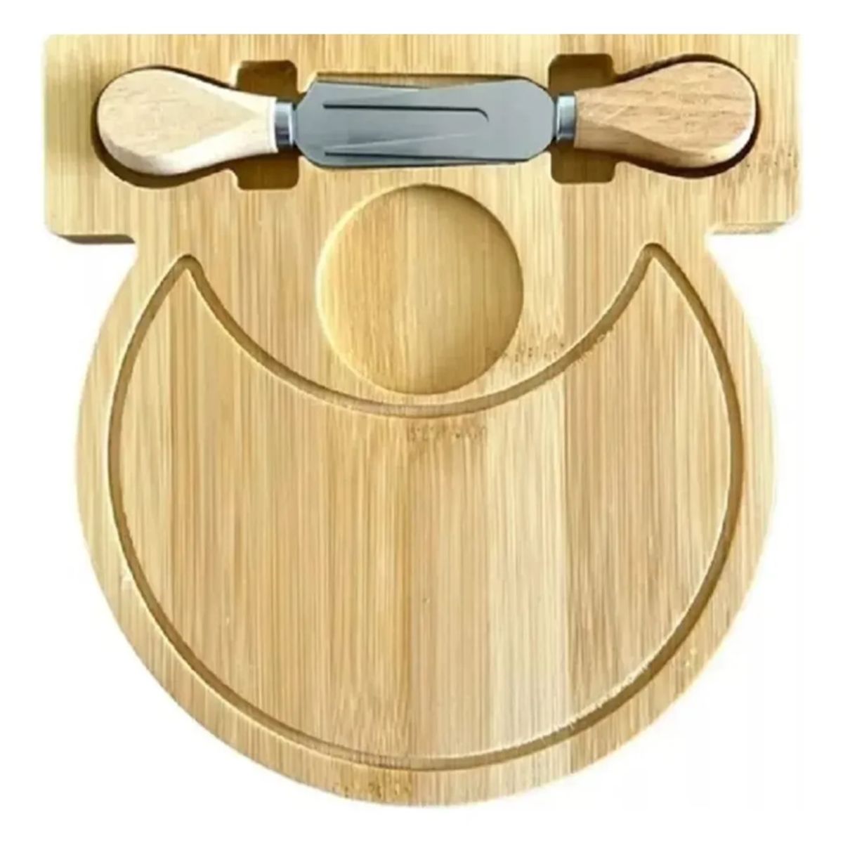 GENERICO - Tabla De Picoteo Con Asa En Madera 33x19cm Con 2 Utensilios Lisa