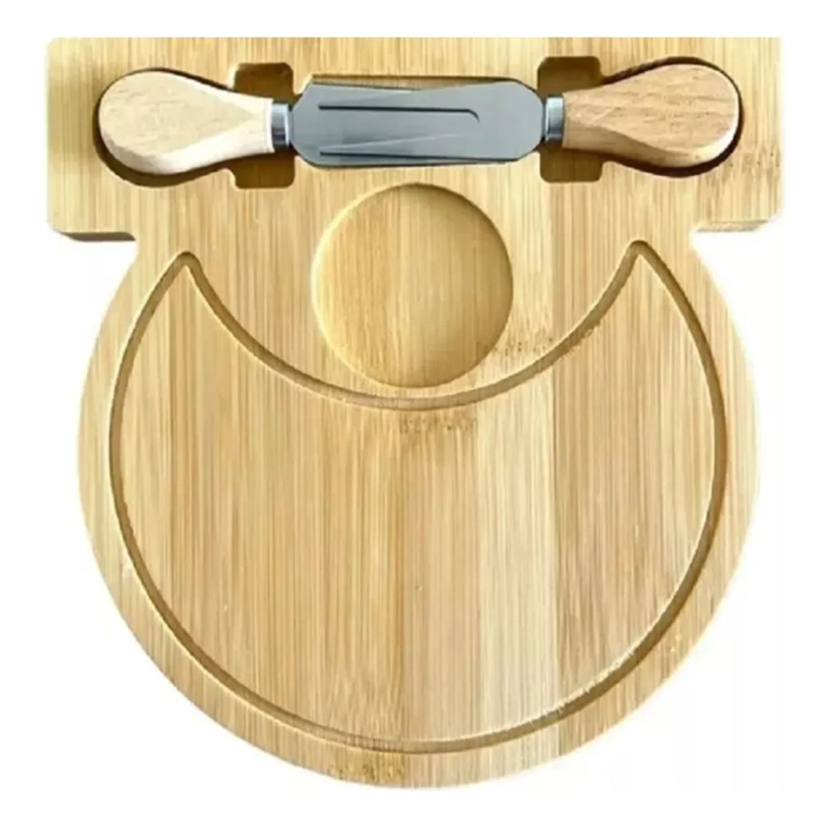 GENERICO - Tabla De Picoteo Con Asa En Madera 33x19cm Con 2 Utensilios Lisa