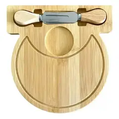 GENERICO - Tabla De Picoteo Con Asa En Madera 33x19cm Con 2 Utensilios Lisa