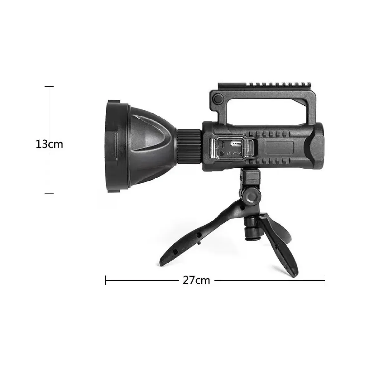 GENERICO - Foco Linterna Led Largo Alcance + Usb + Trípode Blanco