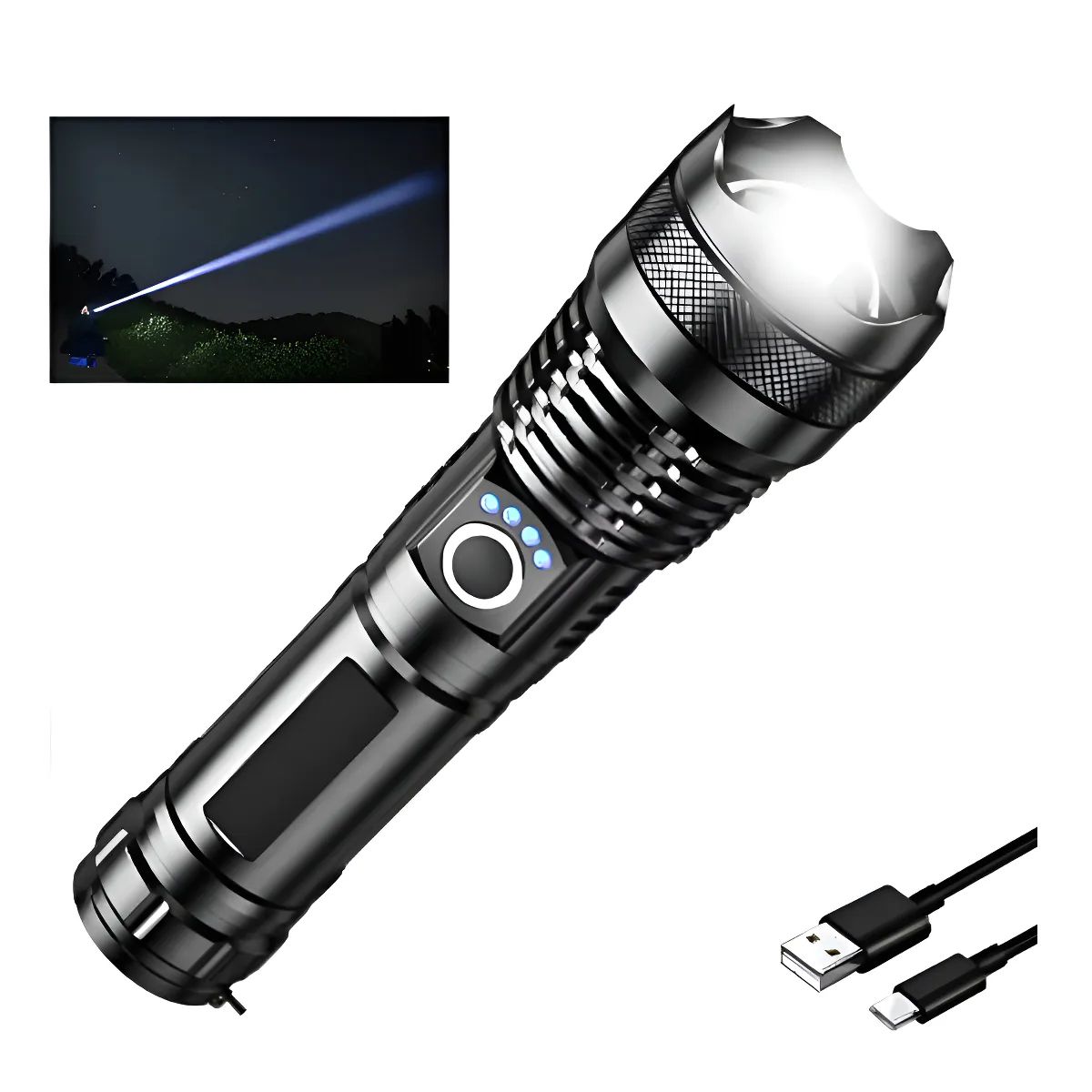 GENERICO - Linterna De Mano Luz Led Con Zoom Recargable 3000m