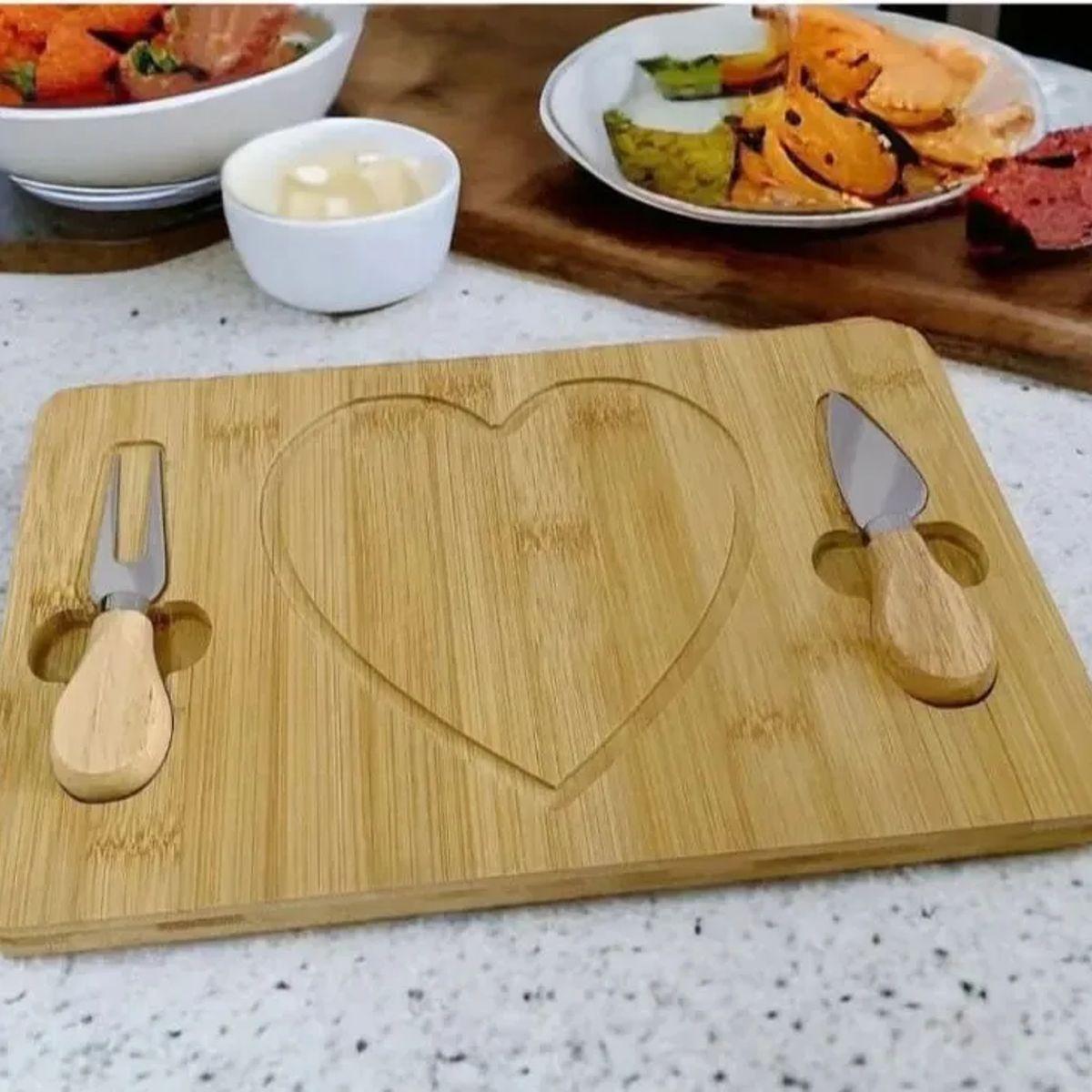 GENERICO - Tabla De Picar Rectangular Madera Genérica 29x19 Cm Tabla Corazon Marrón Claro