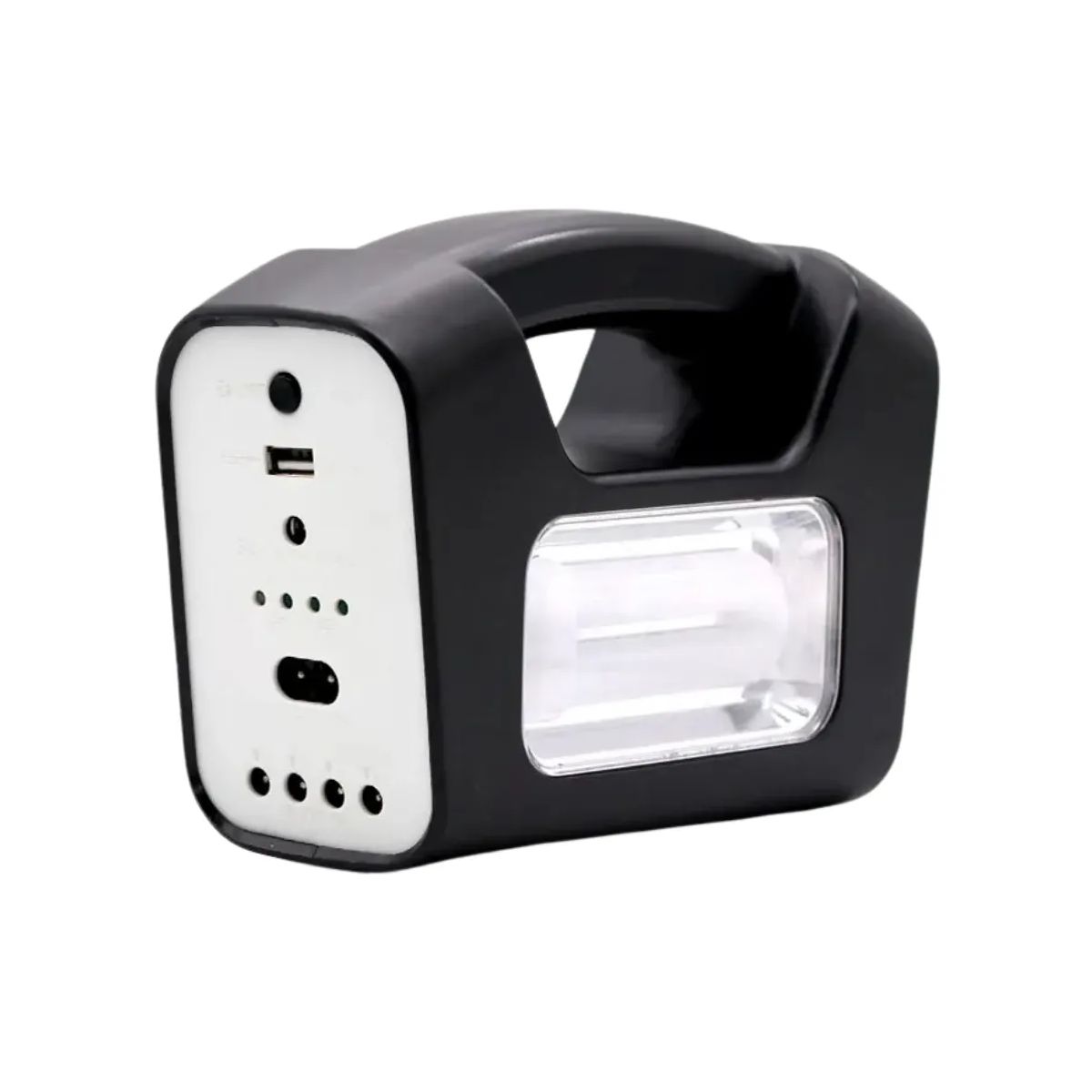 GENERICO - Kit Emergencia Solar Panel Camping Linterna Led Ampolletas Blanco Negro