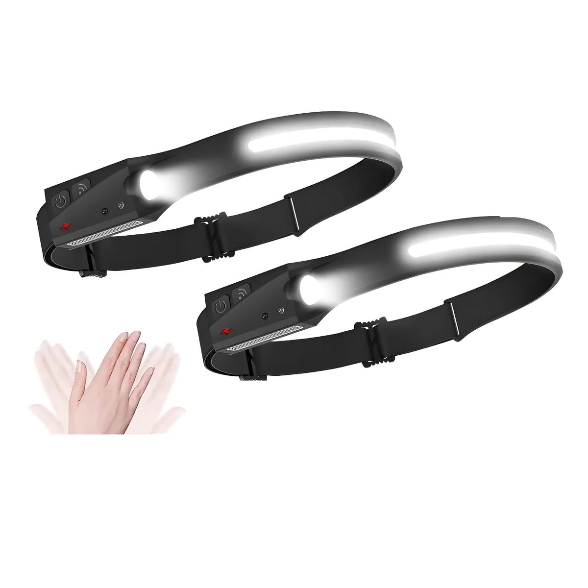 GENERICO - X2 Linterna Led Frontal De Cintillo Cabeza Es Recargable Negro Fría