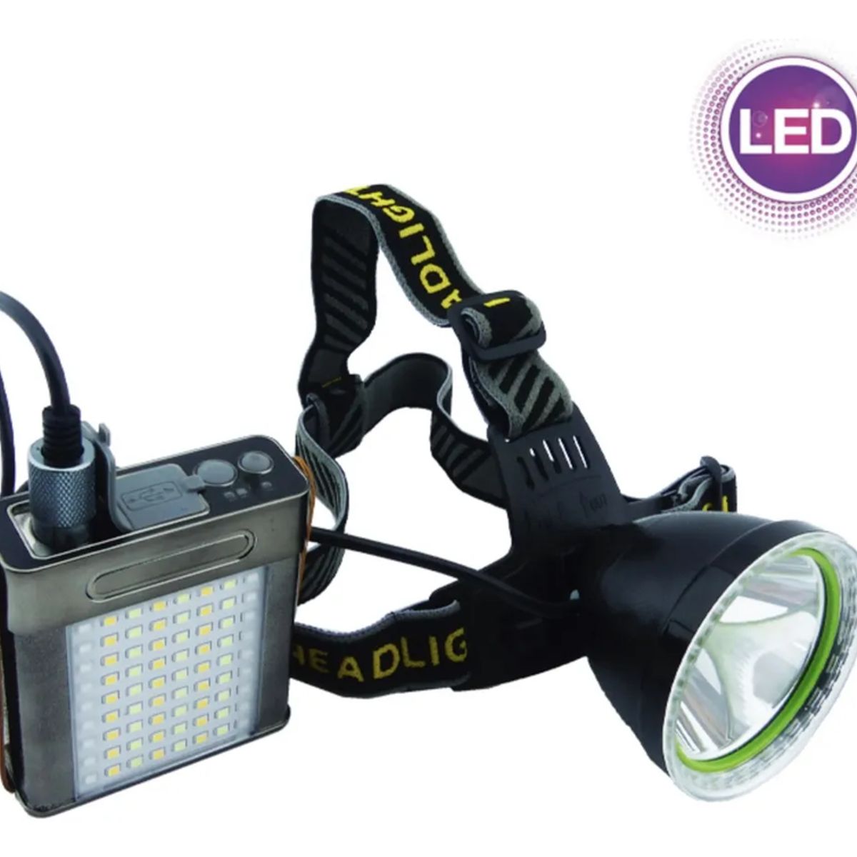 GENERICO - Linterna Tipo Minero 72 Mas 1 Led Zj-8002-b Agarre A Cintura Blanco Negro