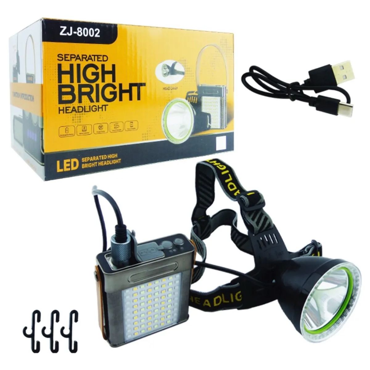 GENERICO - Linterna Tipo Minero 72 Mas 1 Led Zj-8002-b Agarre A Cintura Blanco Negro