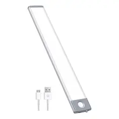 GENERICO - Barra De Luz Linterna Led 30cm + Sensor + Negro - Recargable Blanco Frio Blanco