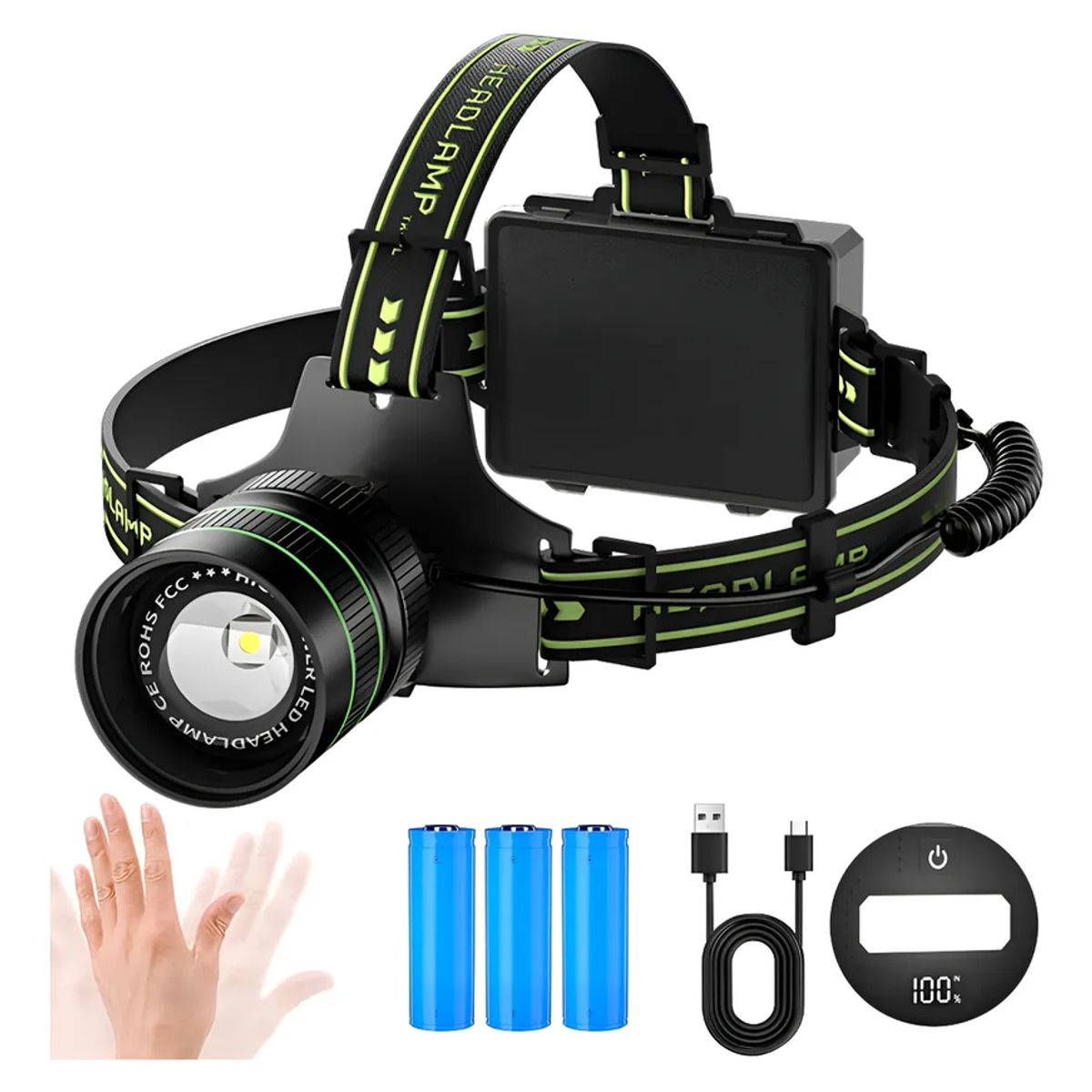 GENERICO - Linterna Frontal Led Recargablecon Sensor Y Luz De Aviso