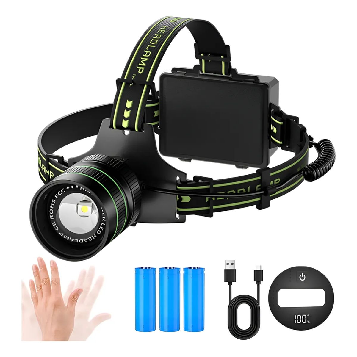 GENERICO - Linterna Frontal Led Recargablecon Sensor Y Luz De Aviso