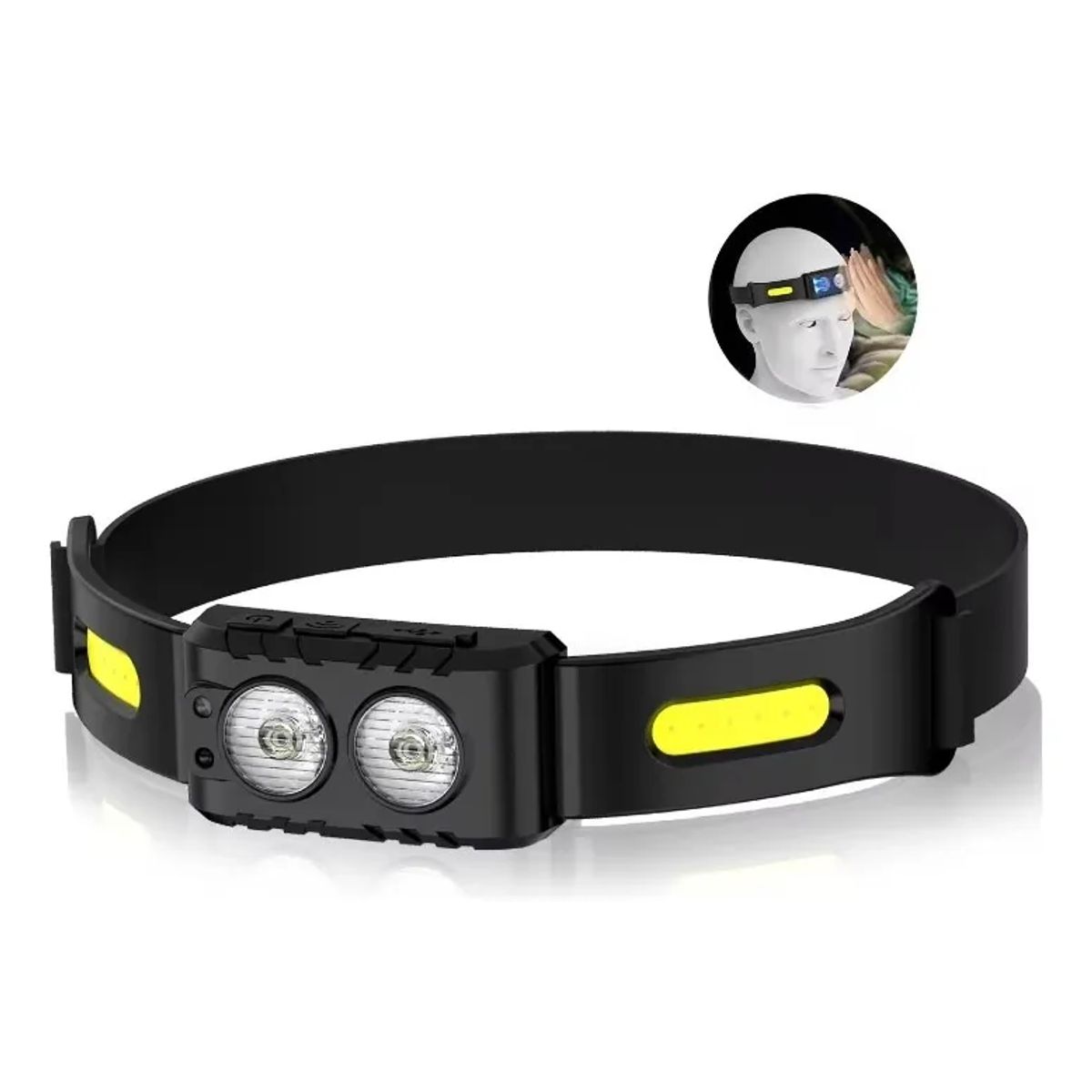 GENERICO - Linterna Frontal Led Recargable Con Sensor Cinta Ajustable