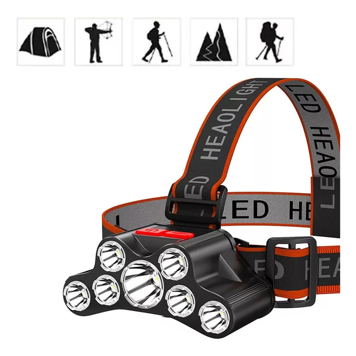 GENERICO - Linterna Minero Cabeza Recargable 7 Leds Potente 2 Baterias