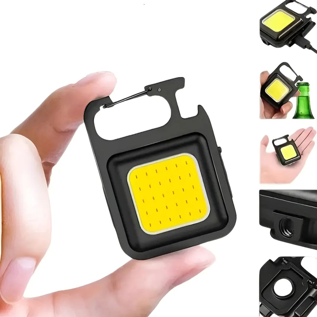GENERICO - Llavero Portátil Multifuncional Con Mini Linterna Potente Blanco Frío Negro