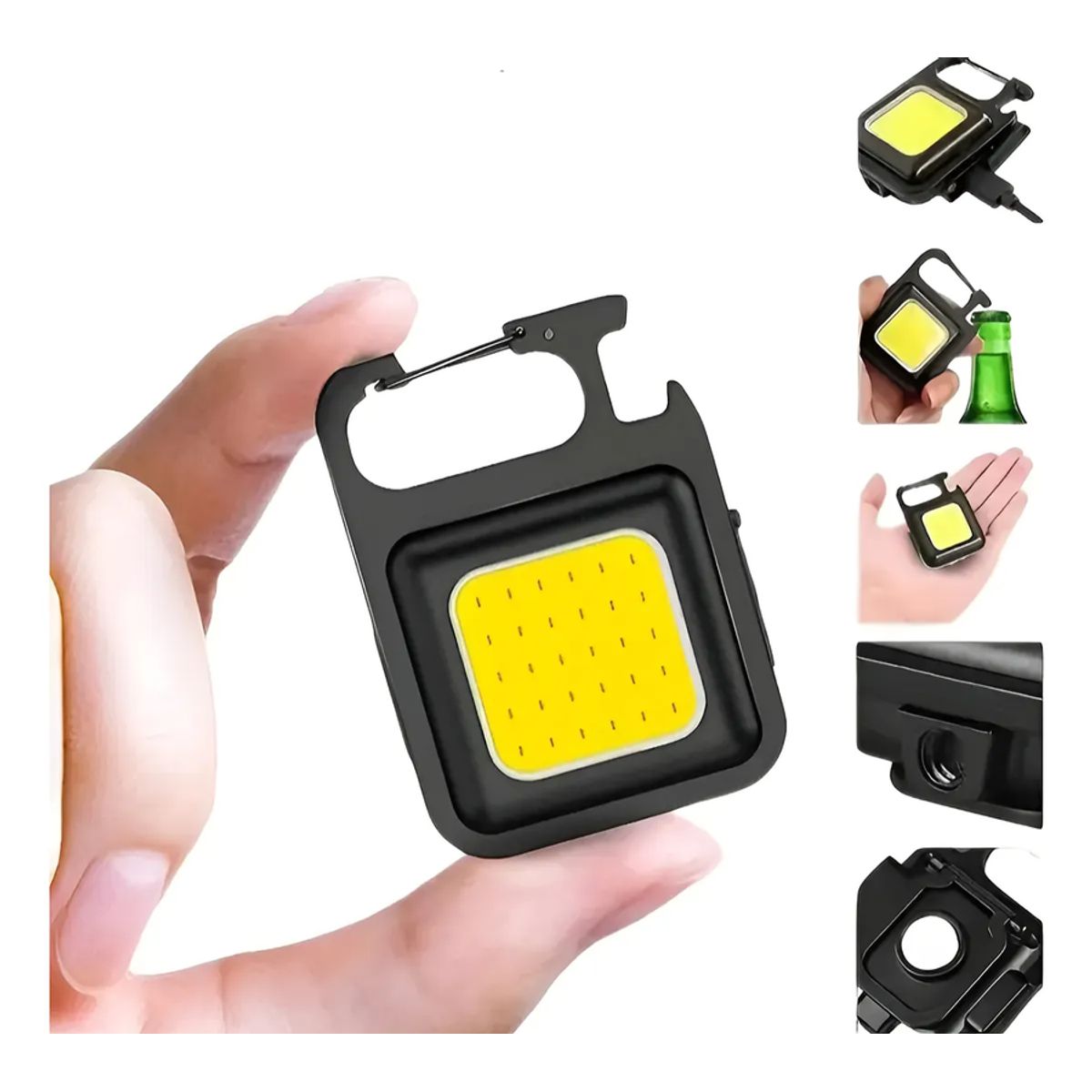 GENERICO - Llavero Portátil Multifuncional Con Mini Linterna Potente Blanco Frío Negro