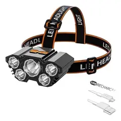 GENERICO - Linterna Super Brillante Minero 5 Led Irm T21 Banda Elástica Blanco