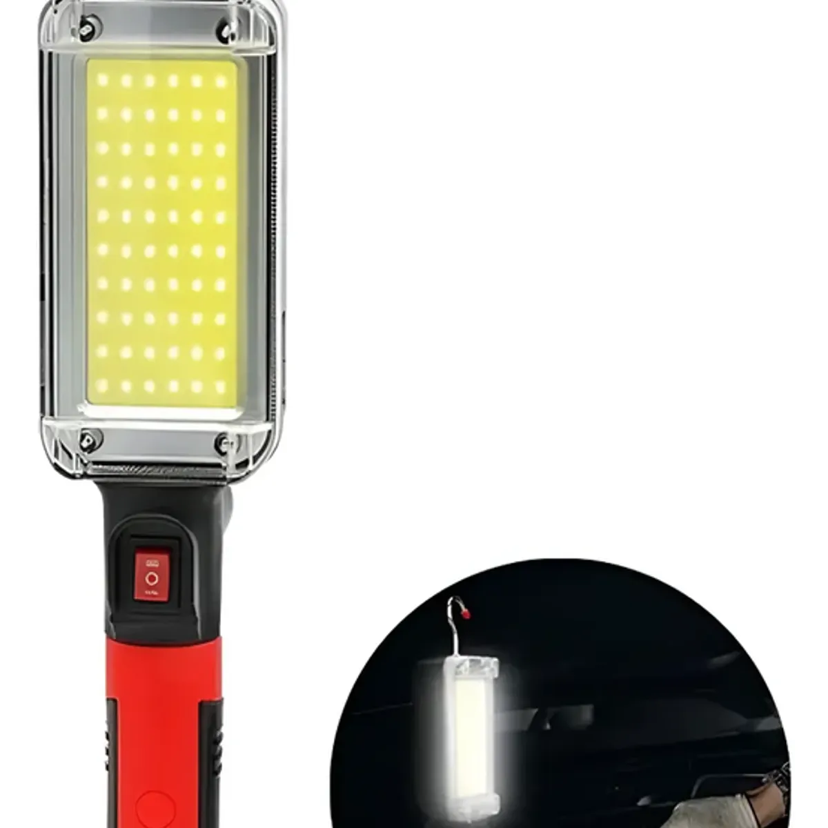 GENERICO - Linterna Led Portátil Linterna Mecánico Con Gancho Colgar Blanco Rojo