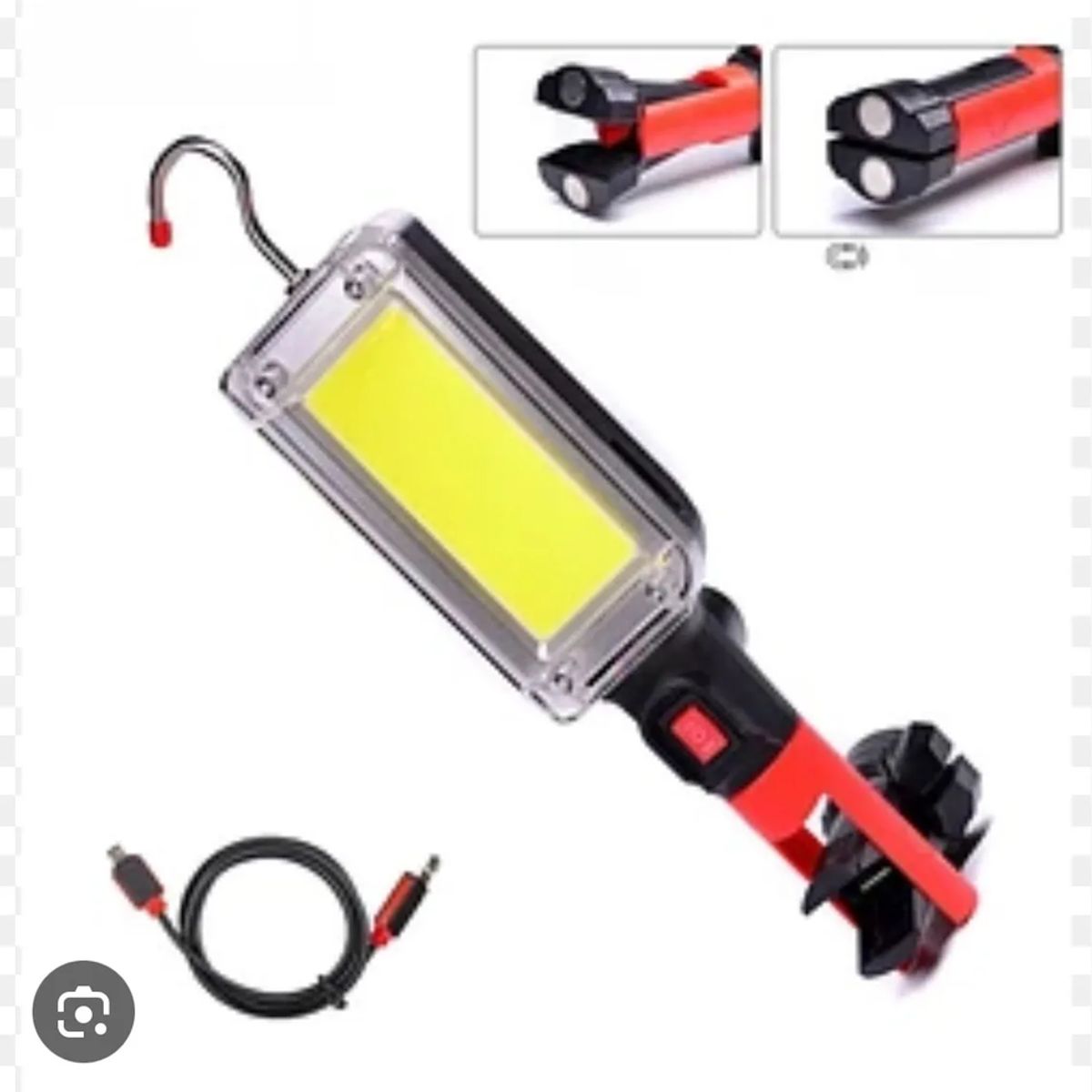 GENERICO - Linterna Led Portátil Linterna Mecánico Con Gancho Colgar Blanco Rojo