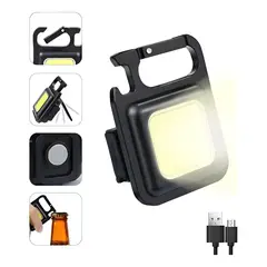 GENERICO - Linterna Led Cob 800 Lumens Llavero Gancho Mosquetón Iman Blanco Negro