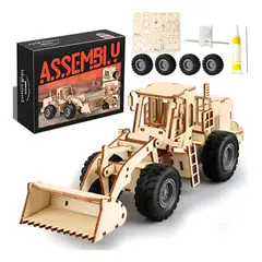 HOMEBRANDT - Auto Armable 3d Madera Tractor Construccion 106pcs Didactico
