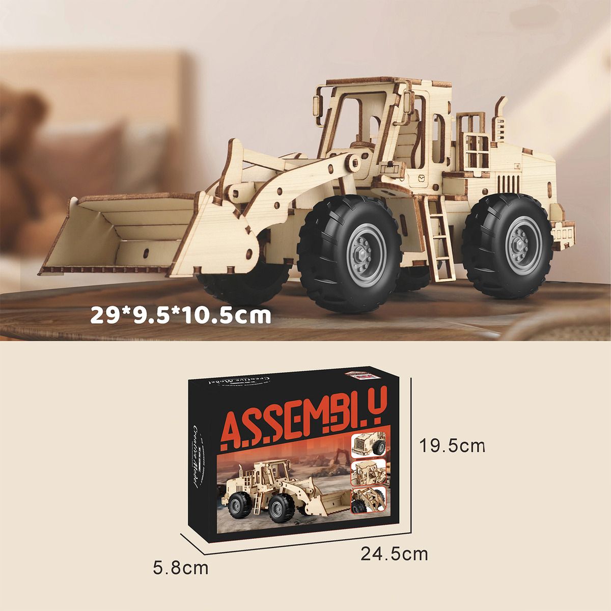 HOMEBRANDT - Auto Armable 3d Madera Tractor Construccion 106pcs Didactico