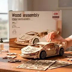 HOMEBRANDT - Puzzle 3d Auto Lamborghini Madera Armable 114pcs Didactico