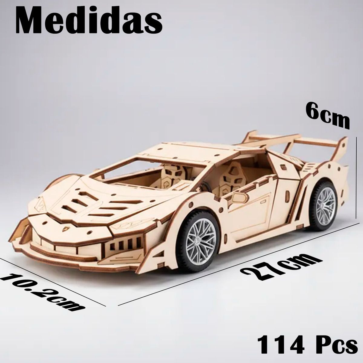 HOMEBRANDT - Puzzle 3d Auto Lamborghini Madera Armable 114pcs Didactico
