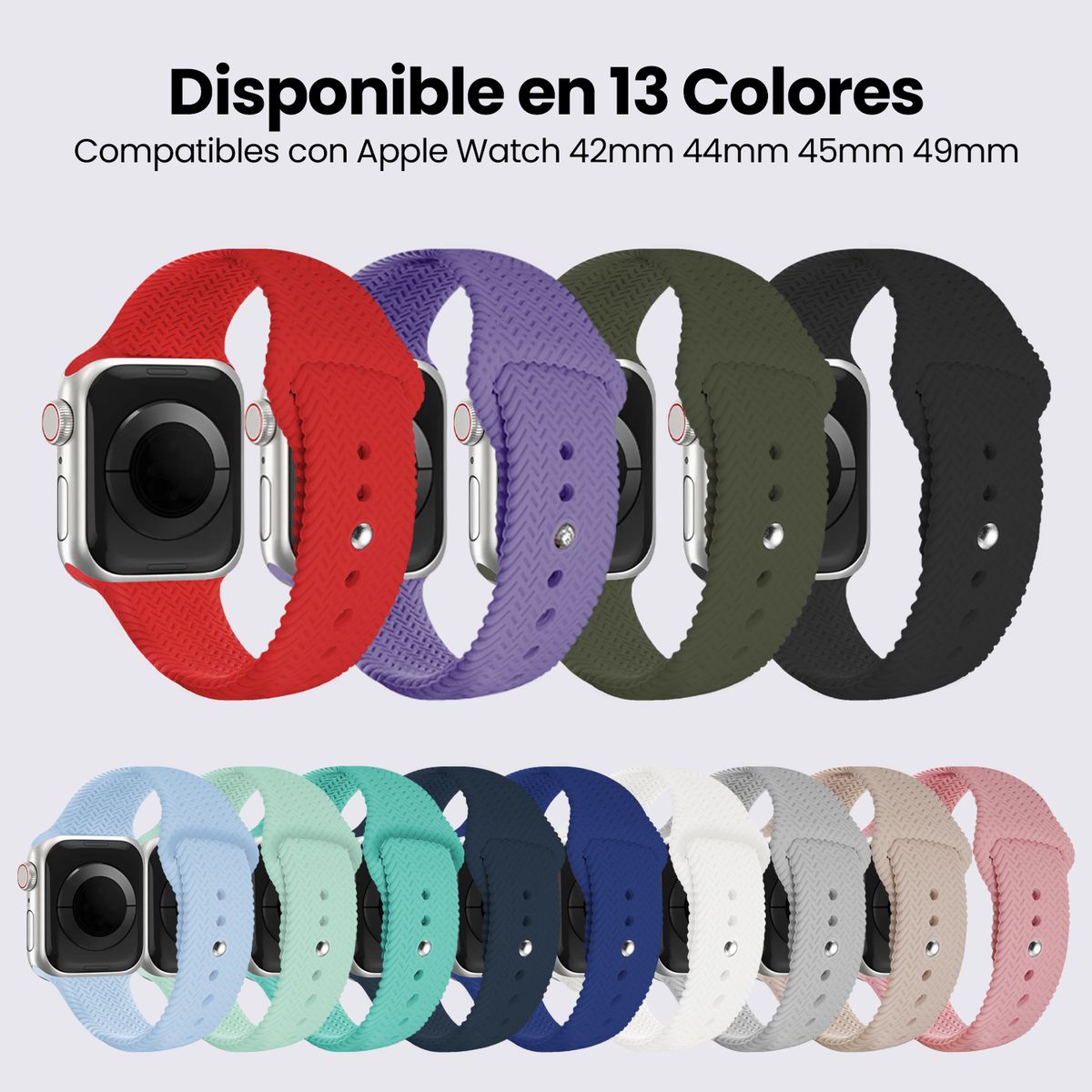 KBOD - Correa de Silicona Texturizada Para Apple Watch Kbod De 42 a 49mm Gris