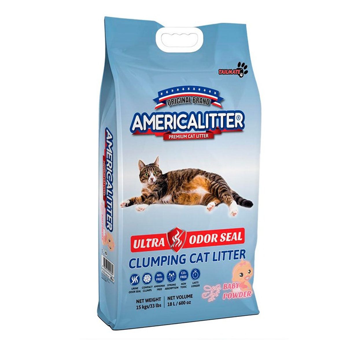 AMERICA LITTER - Arena America Litter Sanitaria Odor Seal Aroma Talco 15Kg