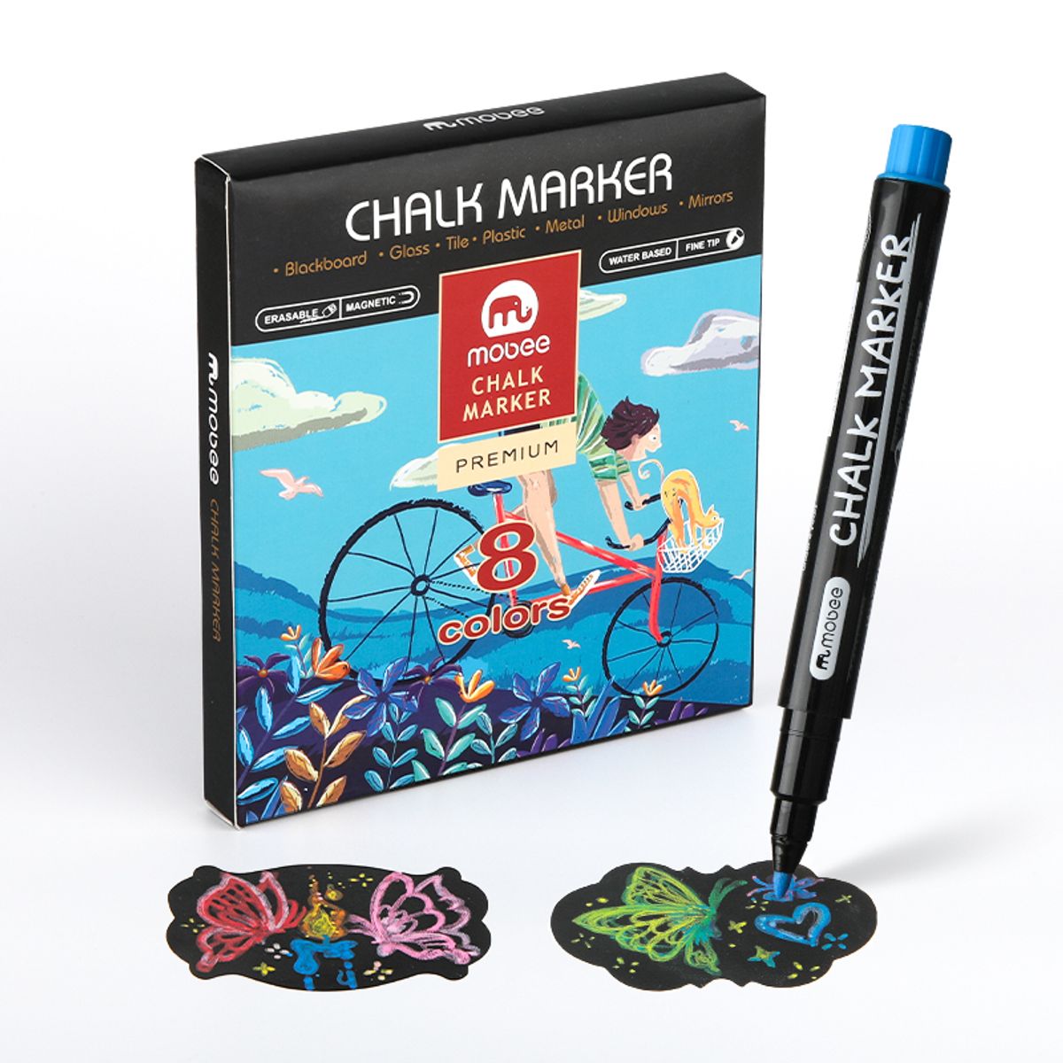 GENERICO - Marcadores Tiza Liquida Mobee 8 Colores Con Borrador