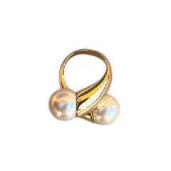 MALLORCA - Anillos de Perlas de Dobles de 10mm Bañado en Oro 18K
