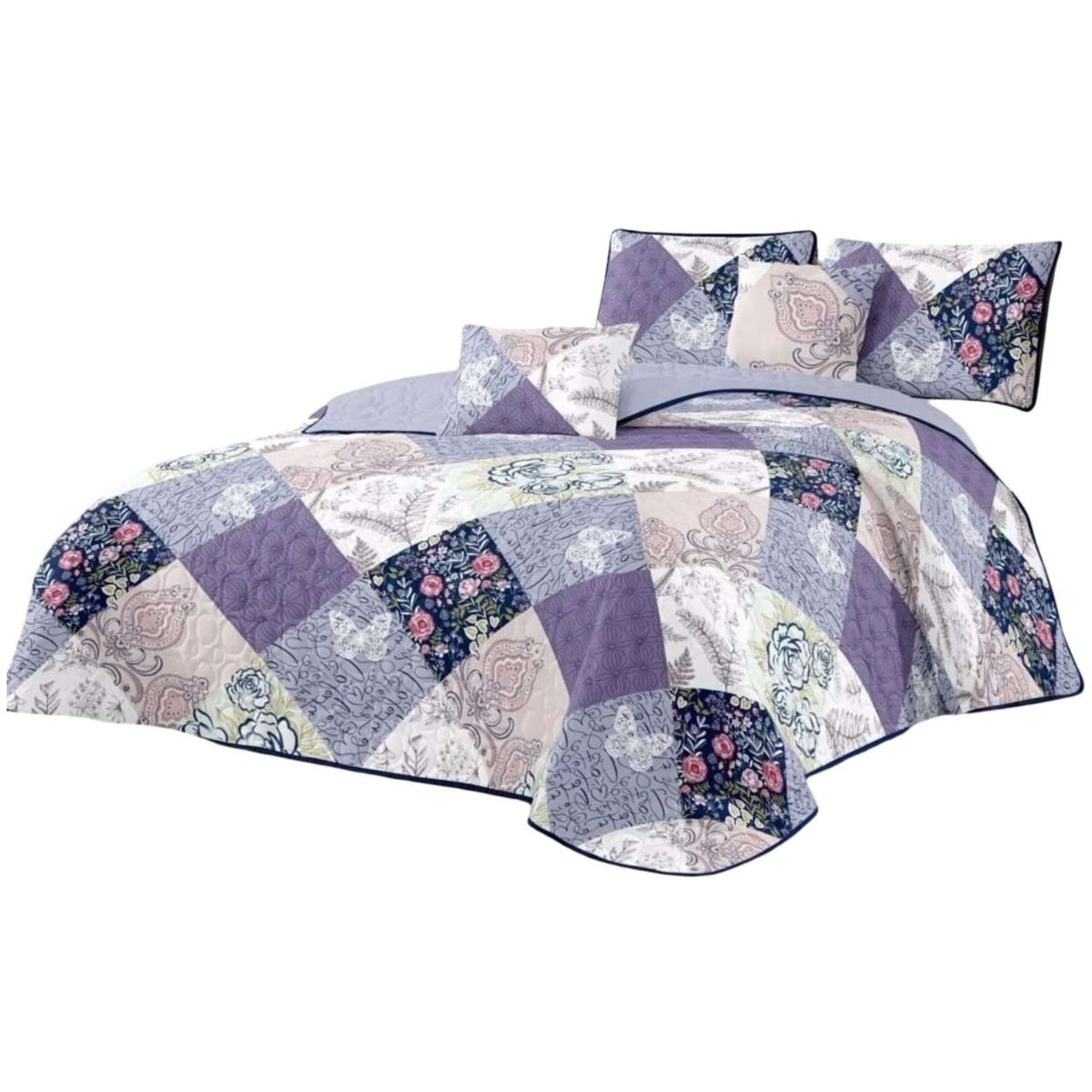 GENERICO - CUBRECAMA COLCHA QUILT VERANO PLAZA Y MEDIA