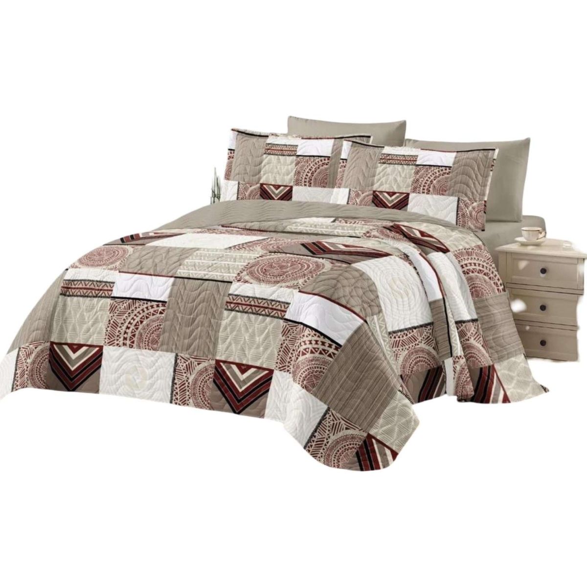 GENERICO - CUBRECAMA COLCHA QUILT VERANO PLAZA Y MEDIA