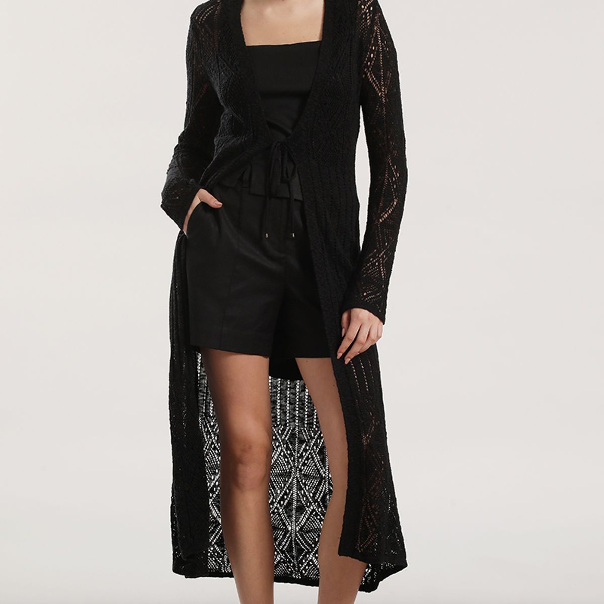 LIOLA - Tapado midi tejido mujer Liola negro