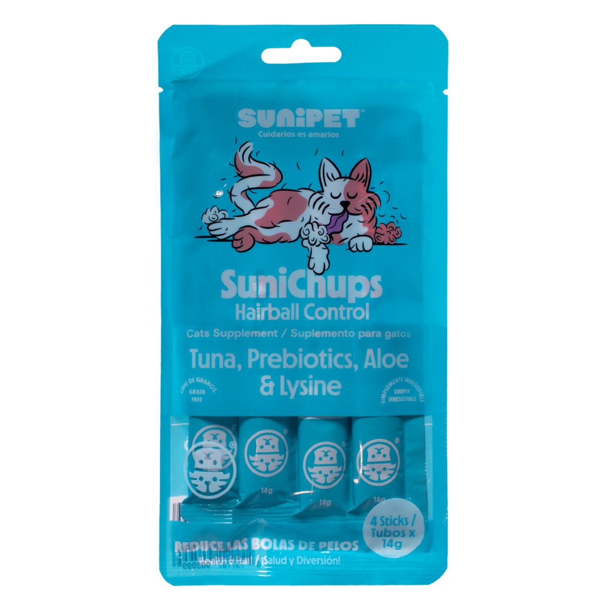 SUNIPET - Snack SuniChups Hairball Control Para Gato 4 Tubos