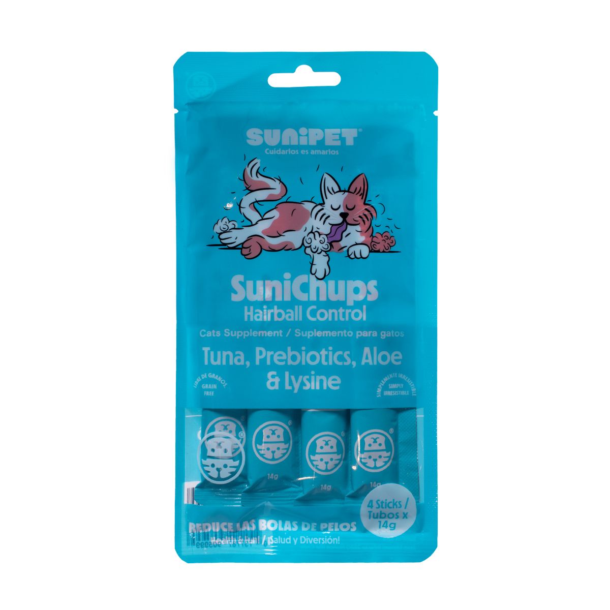 SUNIPET - Snack SuniChups Hairball Control Para Gato 4 Tubos