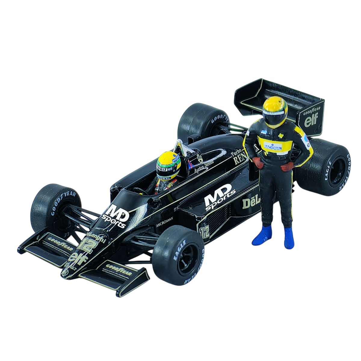 FORMULA 1 - Pack Auto F1 Lotus 98t 1987 + Figura Ayrton Senna 1:43