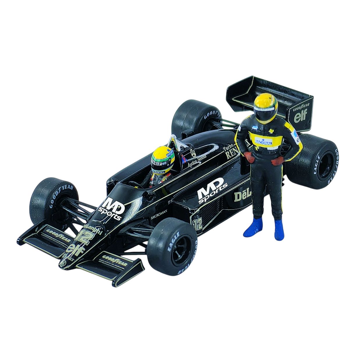 FORMULA 1 - Pack Auto F1 Lotus 98t 1987 + Figura Ayrton Senna 1:43