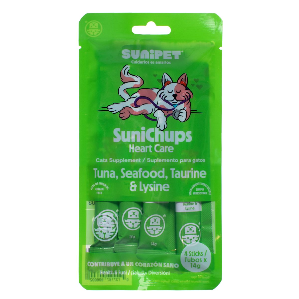SUNIPET - Snack SuniChups Heart Care Para Gato 4 Tubos