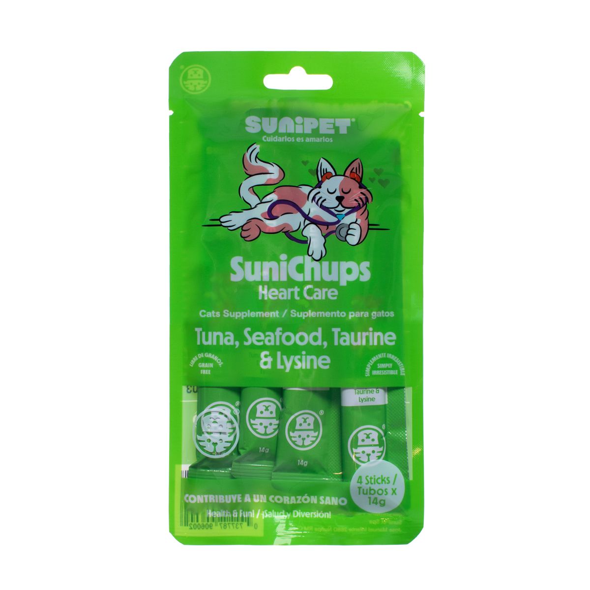 SUNIPET - Snack SuniChups Heart Care Para Gato 4 Tubos