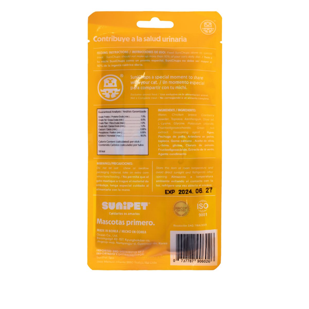 SUNIPET - Snack SuniChups Urinary Care Para Gato 4 Tubos