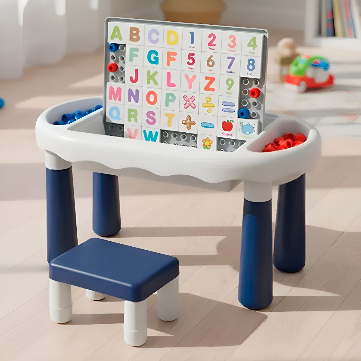 HOMEBRANDT - Mesa Y Silla Didáctica Aprendizaje 6 En 1 Bloques Y Dibujo