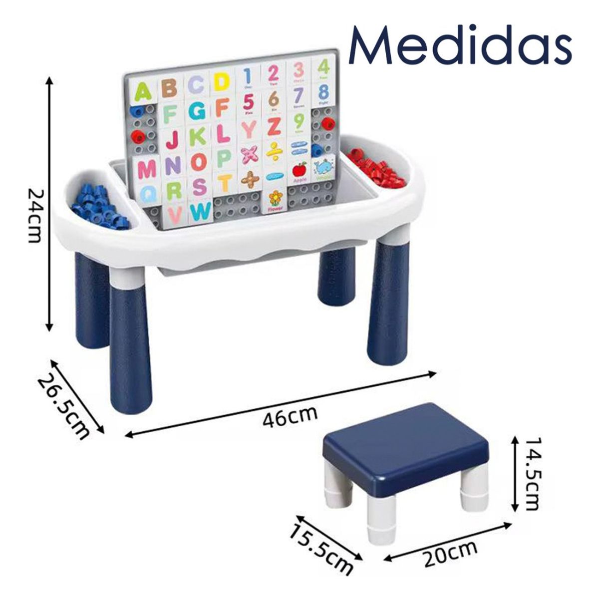 HOMEBRANDT - Mesa Y Silla Didáctica Aprendizaje 6 En 1 Bloques Y Dibujo
