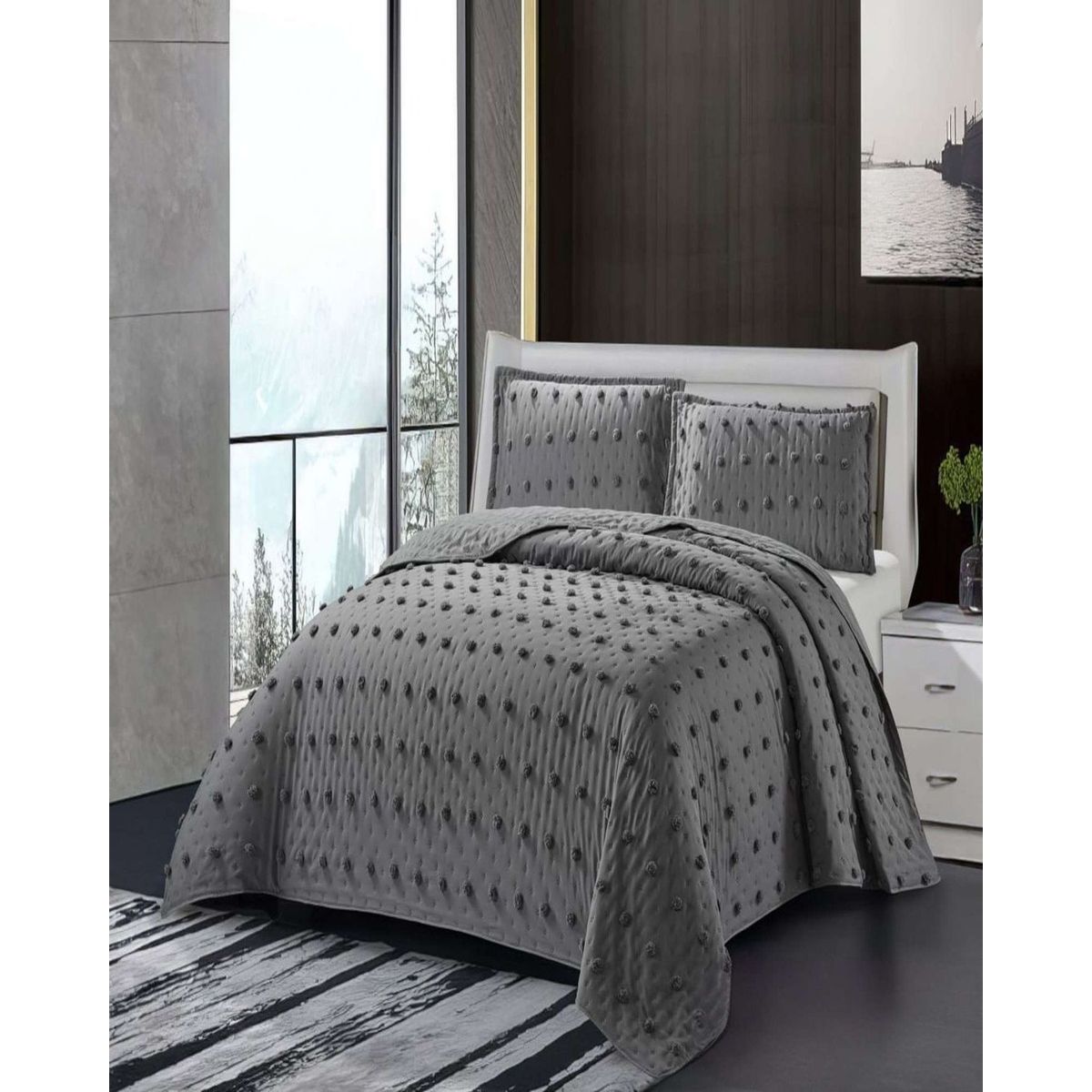 GENERICO - CUBRECAMA QUILT DELGADO DISEÑO TUFTING DE LUJO SUAVE PLAZA Y MEDIA
