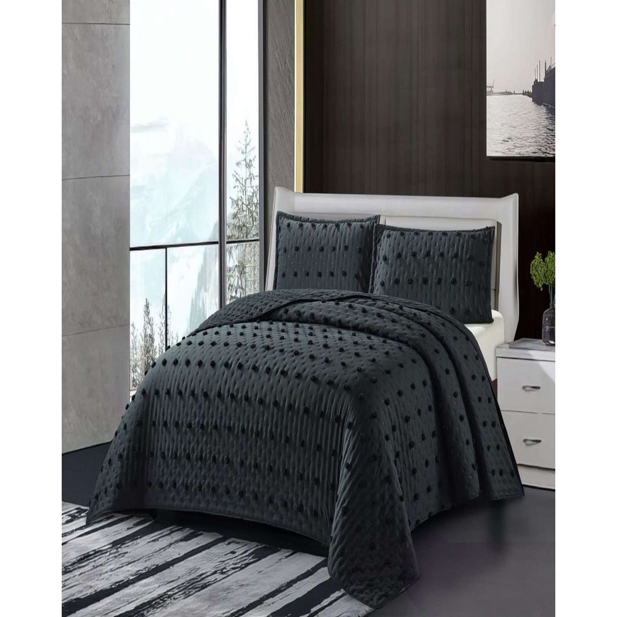 GENERICO - CUBRECAMA QUILT DELGADO DISEÑO TUFTING DE LUJO SUAVE KING