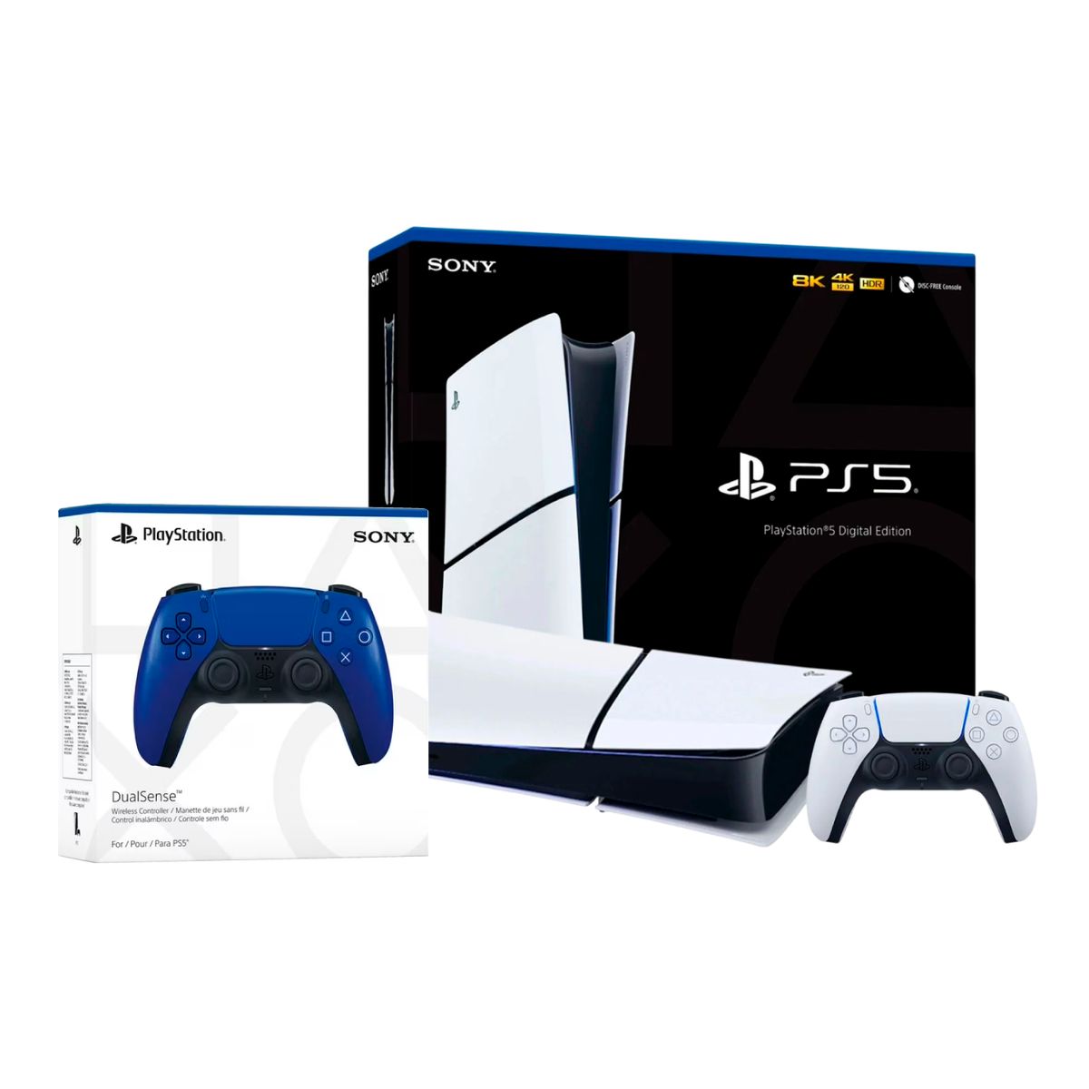 SONY - Consola Sony Playstation 5 Slim Edición Digital + Control Dualsense Adicional Cobalt Blue