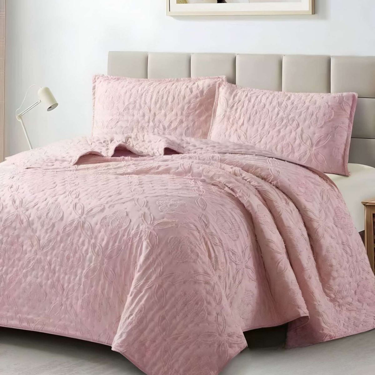 GENERICO - CUBRECAMA QUILT DELGADO DISEÑO TUFTING DE LUJO SUAVE KING