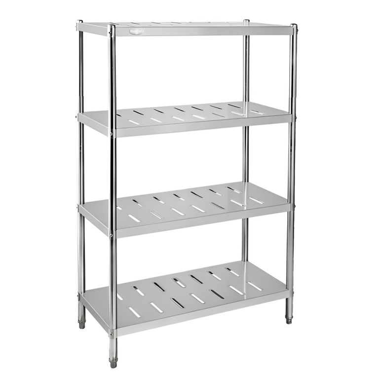 Estante 4 Bandejas Perforadas 90x50x155 cm. Acero Inox