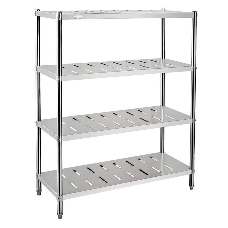 Estante 4 Bandejas Perforadas 120x50x155 cm. Acero Inox