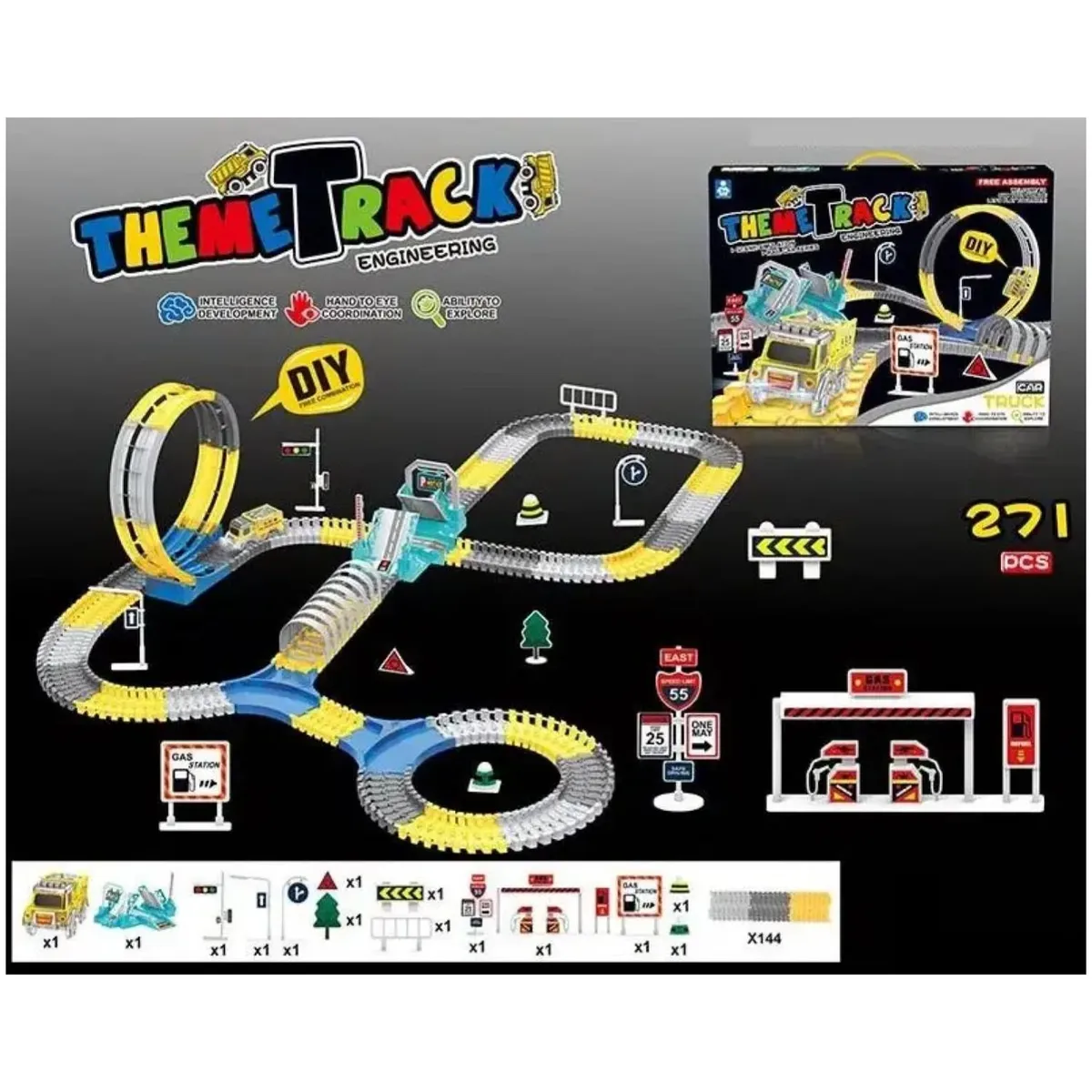GENERICO - Juguete Pista De Camion Con Giro 360° 165 Piezas Infantil