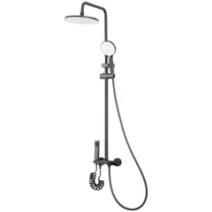 JOYTEK - Columna Ducha con Teclado 4 Funciones Plato Redondo Gris Grafito